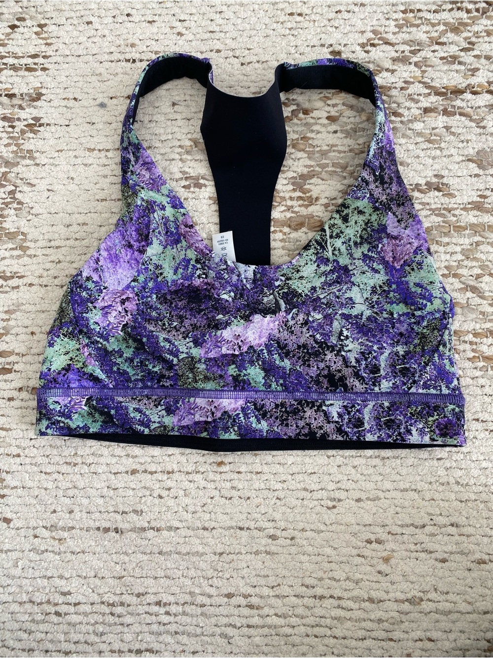 lululemon athletica Purple and Mint Green Abstract Racerback Sports Bra